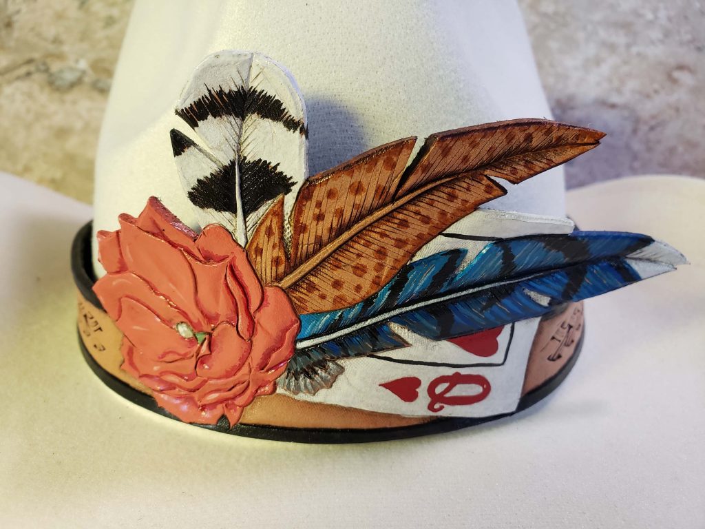 Queen of Hearts Leather Hatband