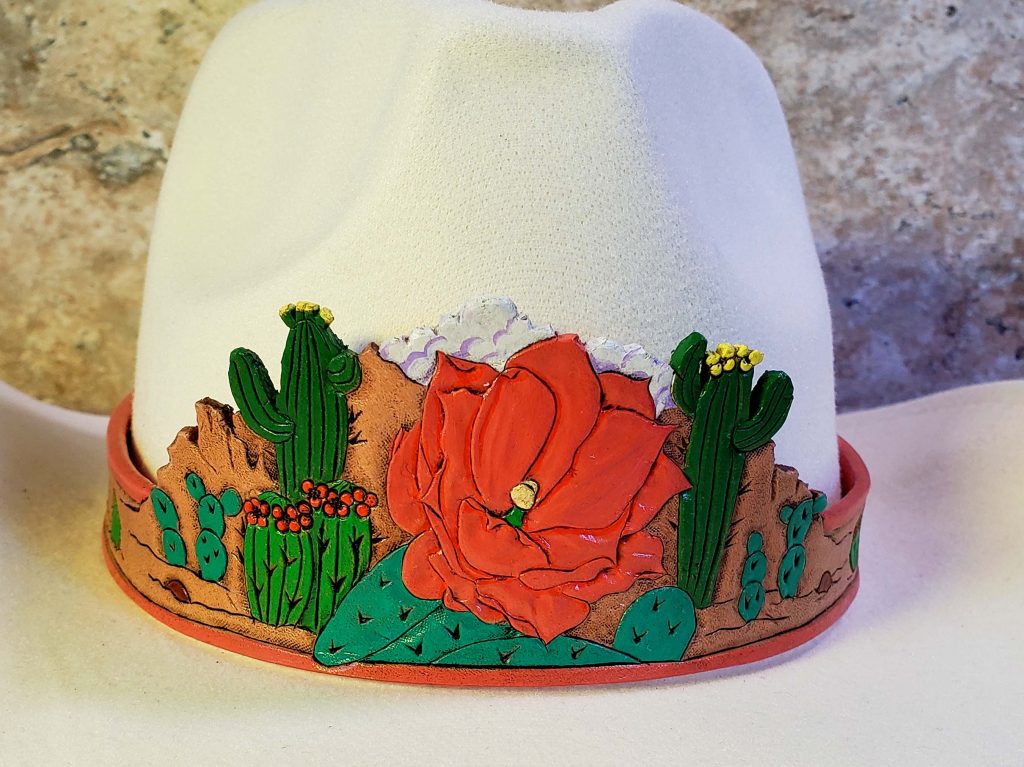 Cactus Flower Leather Hatband