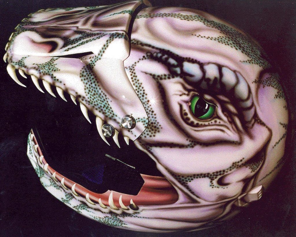 Airbrushed Velociraptor Helmet