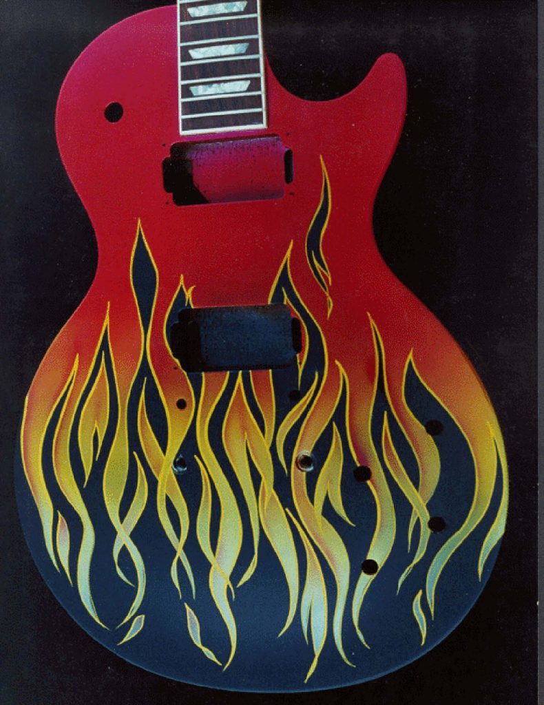 Airbrushed Flames and Pinstriped Guitar